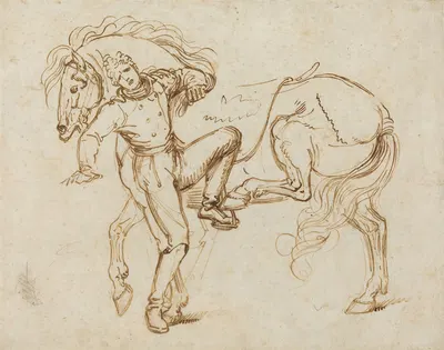Cavalryman Mounting a Horse by Luigi Sabatelli — digital art print download