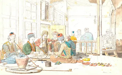 Tyrkere ved brætspil i café i Chalkis by Martinus Rørbye, 1836 — digital art print download