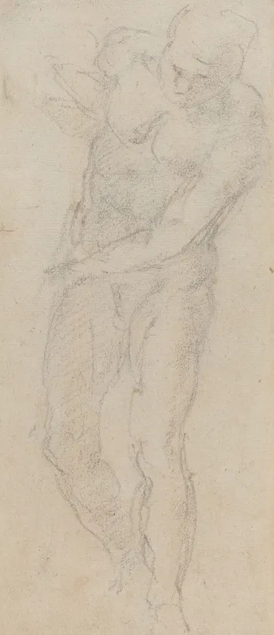 Male Nude (verso) by Michelangelo, c. 1560 — digital art print download