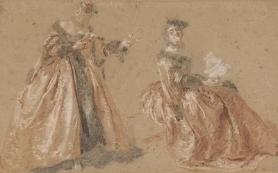 Two Elegant Women in Polish Dress by Николас Ланкре, c. 1723 — digital art print download