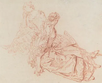 Two Seated Ladies by Николас Ланкре — digital art print download