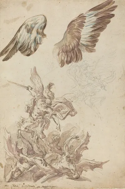 Studies for Saint Michael Defeating the Rebel Angels by Niccolò Ricciolini — digital art print download