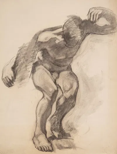 Modelstudie, foroverbøjet model set forfra by Олуф Хартманн, 1900 – 1904 — digital art print download