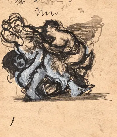 Studie til 'To kvinder slås om en mand' by Олуф Хартманн, 1878 – 1909 — digital art print download