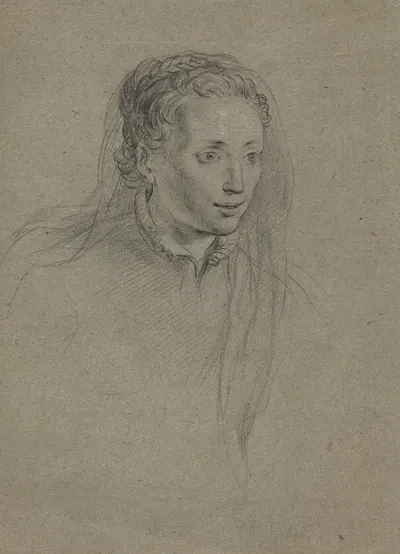 Young Woman with Braided Hair and a Veil by Ottavio Leoni, c. 1610 — digital art print download