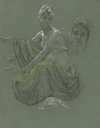 Elegant Young Woman in Classical Drapery by Отто Грейнер, c. 1895 — digital art print download