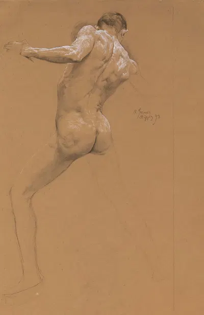 Standing Male Nude from Behind by Отто Грейнер, 1893 — digital art print download
