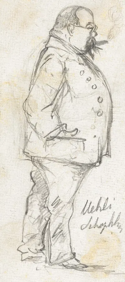 Mann mit Brille und Zigarre von der Seite by Пауль Франц Отто — digital art print download