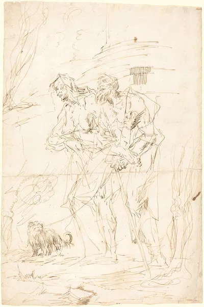 Two Beggars with Their Dog by Paul Troger, c. 1728 — digital art print download