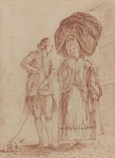 A Cleric Accompanying a Lady on Her Morning Walk by Pierre Thomas Le Clerc — digital art print download