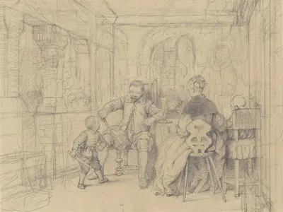 The Fencing Lesson (recto) by Richard Caton Woodville — digital art print download