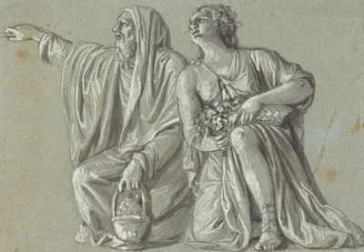 Two Kneeling Figures with Offerings by Roman 18th Century — digital art print download