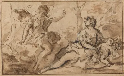 The Angel Appearing to Hagar and Ishmael by Себастьяно Риччи, 1726-1727 — digital art print download