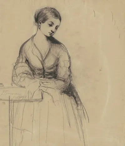 Young Woman, Florence (recto) by Seth Wells Cheney, 1839 — digital art print download