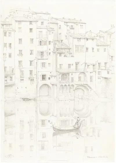 A View of the Arno, Florence by Эдвард Джон Пойнтер, 1874 — digital art print download