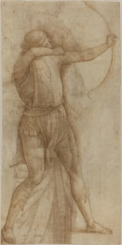 Figure of an Archer (recto) by Follower of Pietro Perugino, c. 1500 — digital art print download