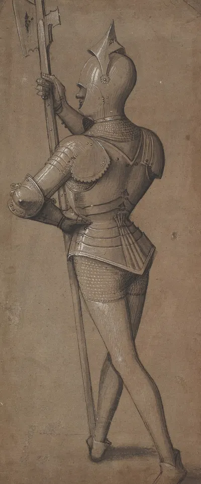 Knight in Armor, Holding a Halberd by Swabian School, c. 1500 — digital art print download
