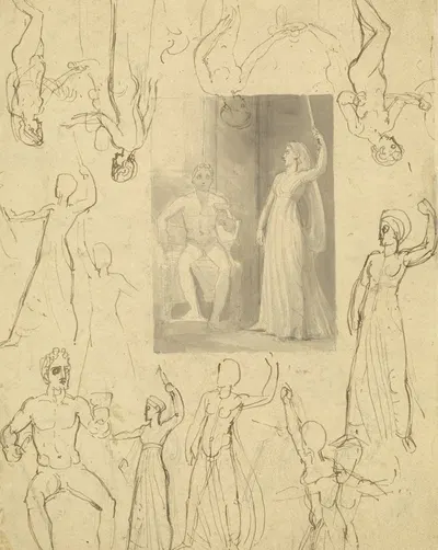 Design for a Book Illustration of Circe and Odysseus (recto) by Томас Стотард, c. 1803 — digital art print download