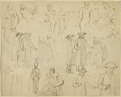 Roger de Coverley and the Gypsies (verso) by Томас Стотард, c. 1803 — digital art print download