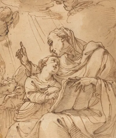 The Education of the Virgin by Убальдо Гандольфи — digital art print download
