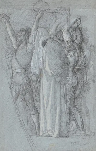 The Mocking of Christ by Виктор-Франсуа-Элуи Бьеннури, 1852 — digital art print download