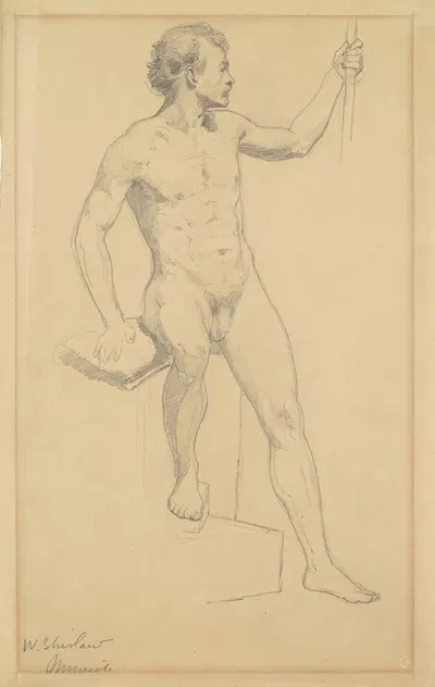 Male Nude by Уолтер Ширлоу, 1870-1877 — digital art print download