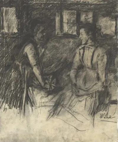 Two Women in the Kitchen by Wilhelm Leibl, 1895-1897 — digital art print download