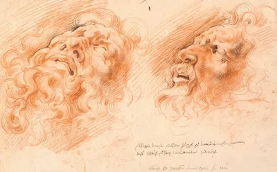 Laocoon. Two studies of Laocoon's face, one seem en face from below, and the other in profile to the left by Willem…