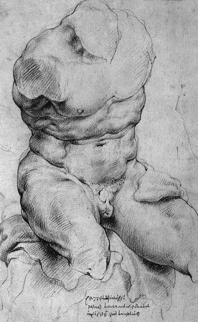Torso. Belvedere. Front view of the antique sculpture. by Willem Panneels, 1628 – 1629 — digital art print download