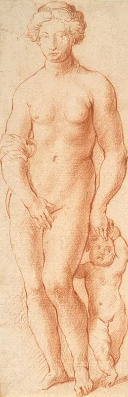 Venus og Amor. Skulpturgruppe set forfra by Willem Panneels, 1628 – 1630 — digital art print download