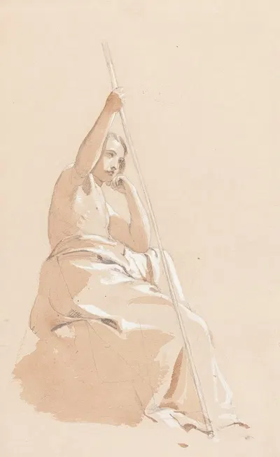 Seated Youth with a Staff by Уильям Этти, c. 1815 — digital art print download