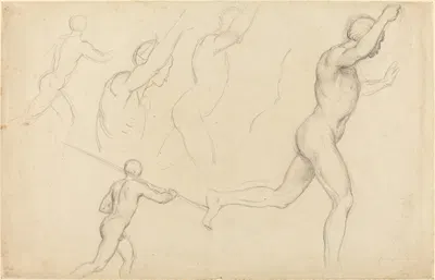 Studies of Men Running by Уильям Этти — digital art print download