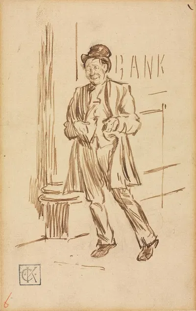 Study of a Drunken Man Passing a Bank by Charles Samuel Keene — digital art print download