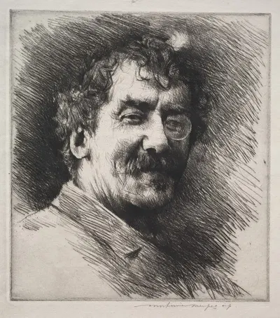 Portrait of Whistler with the White Lock by Mortimer Menpes, c. 1880 — digital art print download