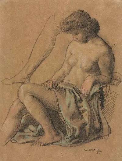 Draped Figure Seated by William Strang, 1905 — digital art print download