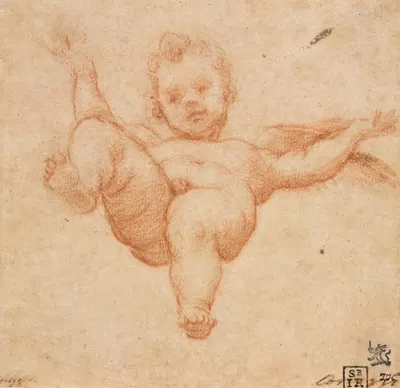 Flying Cupid by Annibale Carracci, c. 1602 — digital art print download