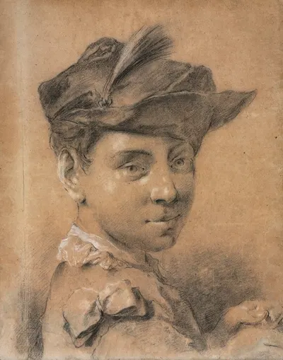 Head of a Young Man Wearing a Hat by Джованни Баттиста Пьацетта — digital art print download