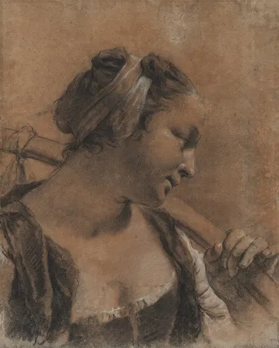 A Portrait of Rosa with a Shoulder Stick by Джованни Баттиста Пьацетта, c. 1735 — digital art print download