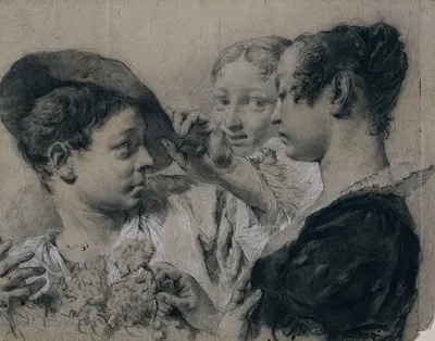 A Young Woman Buying a Pink from a Young Man by Джованни Баттиста Пьацетта, c. 1740 — digital art print download