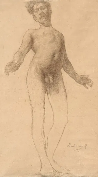 Standing Male Nude by Фредерик Уильям МакМонис, 1885 — digital art print download