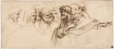 Study of Heads (recto) by Агостино Караччи — digital art print download