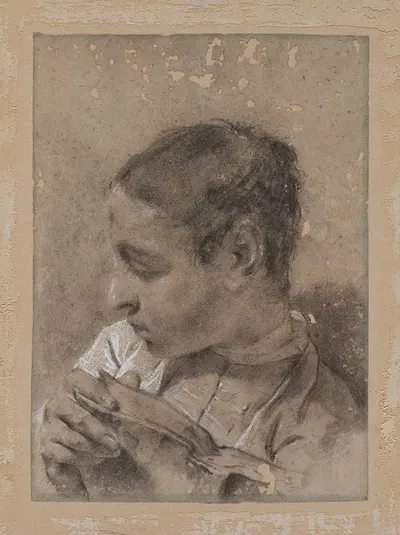 Head of a Young Man in Profile with a Book by Джованни Баттиста Пьацетта — digital art print download