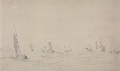 Shipping on a Rough Sea by Виллем ван де Вельде Старший, 1665 — digital art print download