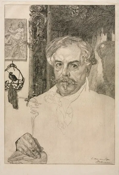 Portrait of Edmond de Goncourt by Феликс Браккемонд, 1882 — digital art print download