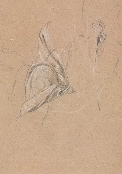 Drapery study with left hand by Франческо Лоренци, 1760 — digital art print download