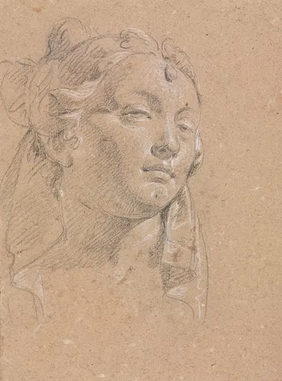 Verona Sketchbook: Head of a woman (page 58) by Франческо Лоренци, 1760 — digital art print download