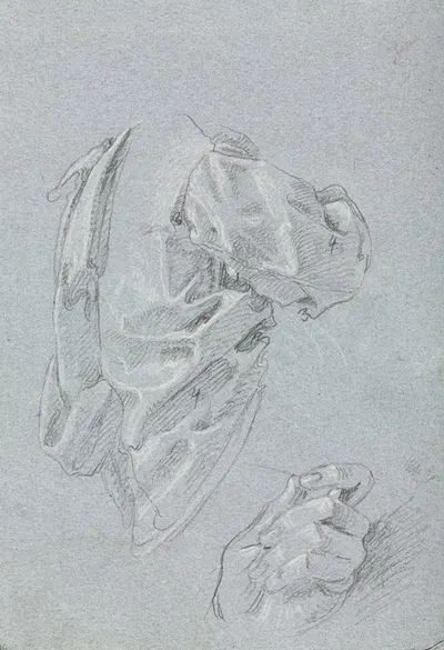 Drapery study with left hand by Франческо Лоренци, 1760 — digital art print download