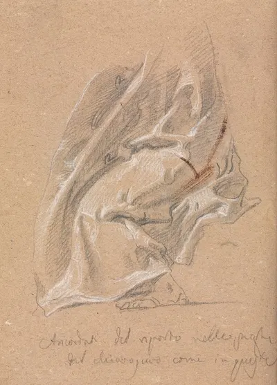 Drapery study with foot and inscription by Франческо Лоренци, 1760 — digital art print download
