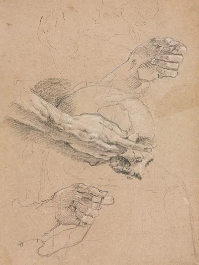 Study of hands and skull by Франческо Лоренци, 1760 — digital art print download