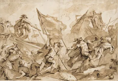 Jacopo Marcello Directing the Assault of Gallipoli by Джованни Антонио Гварди, 1750-1760 — digital art print download